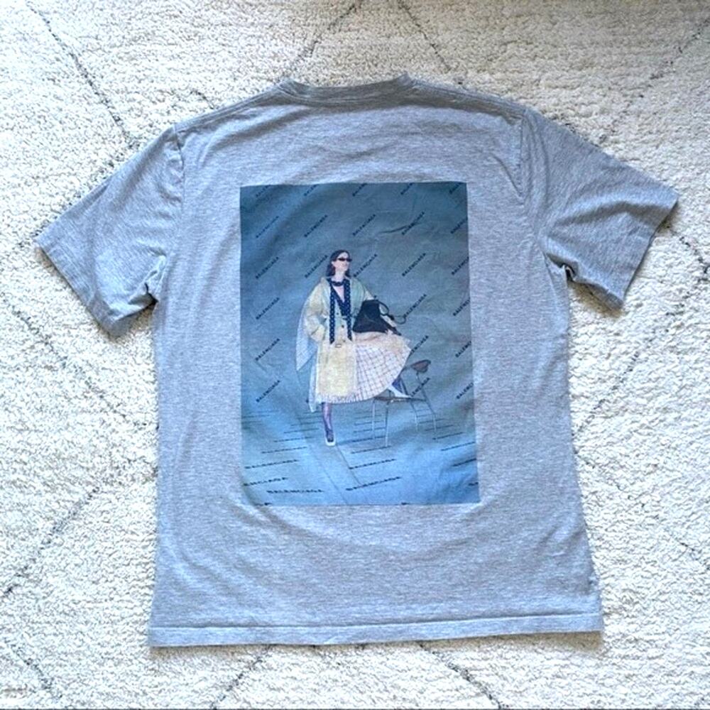 Balenciaga AW17 Gray Photoshoot Print Oversized T-Shirt Size M - Picture 3 of 8